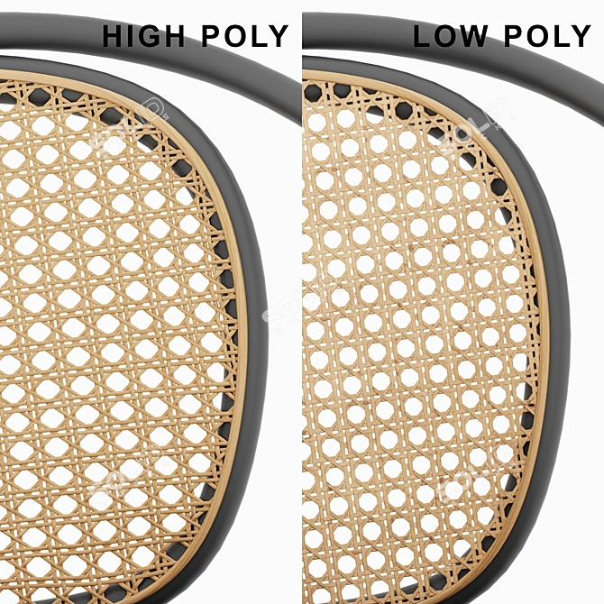 Rattan Armchair with Timber Details 3D model image 3