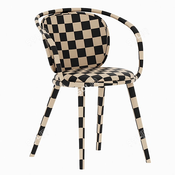 Rattan Armchair with Timber Details 3D model image 6