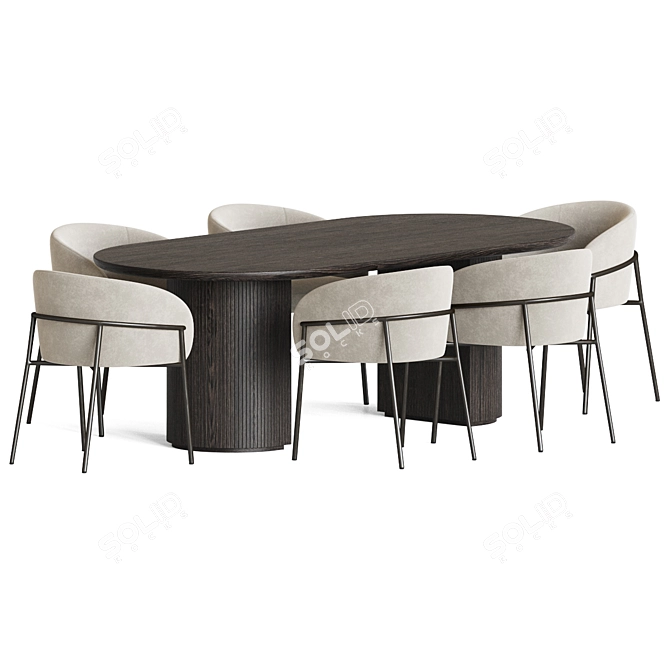 Luxury Marble and Velvet Dining Set 3D model image 2