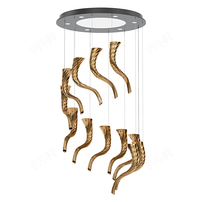 Elegant Glass Suspension Lamp 3D model image 1