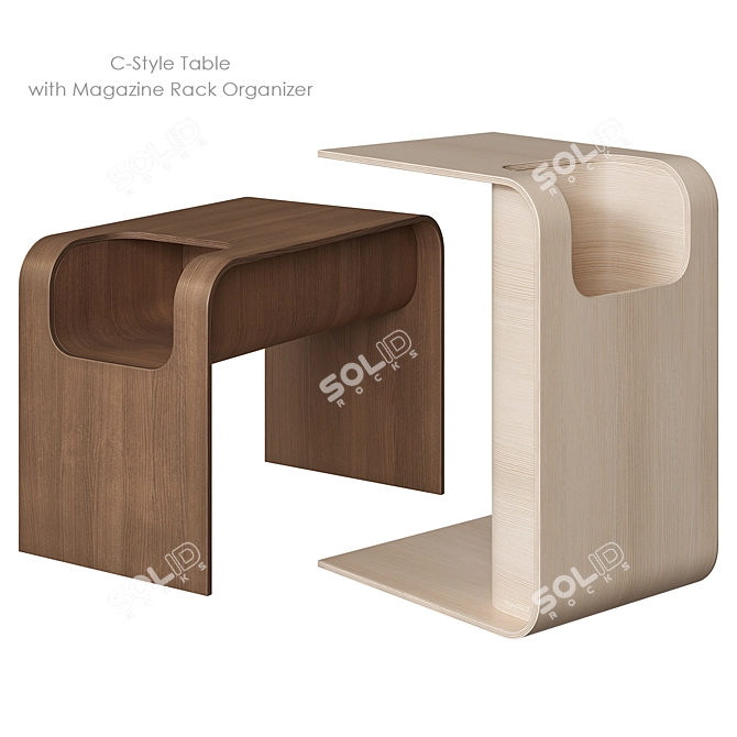 Walnut C-Style End Table Organizer 3D model image 1