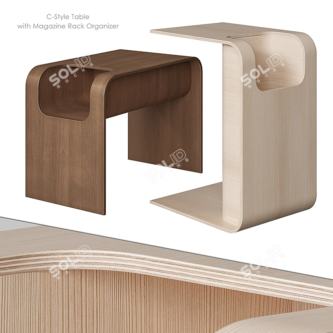 Walnut C-Style End Table Organizer 3D model image 4