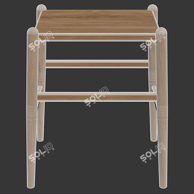 Seamless Ash Wood Stool 3D Model 3D model image 3