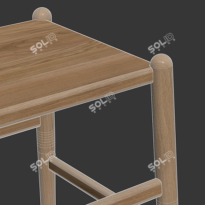 Seamless Ash Wood Stool 3D Model 3D model image 4