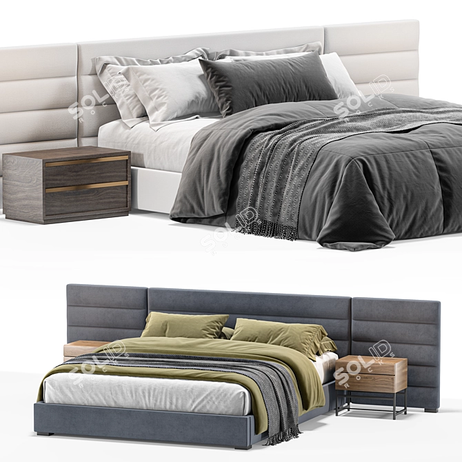 Modena Fabric Bed Frame 3D model image 2