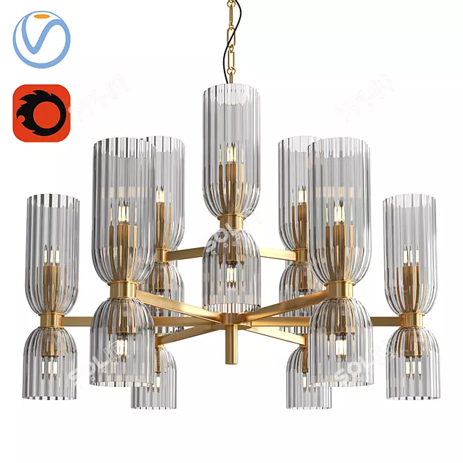 Elegant Two-Tier Chandelier 3D model image 1