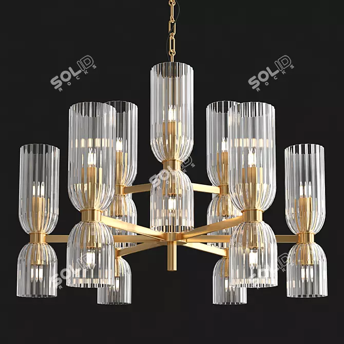 Elegant Two-Tier Chandelier 3D model image 2