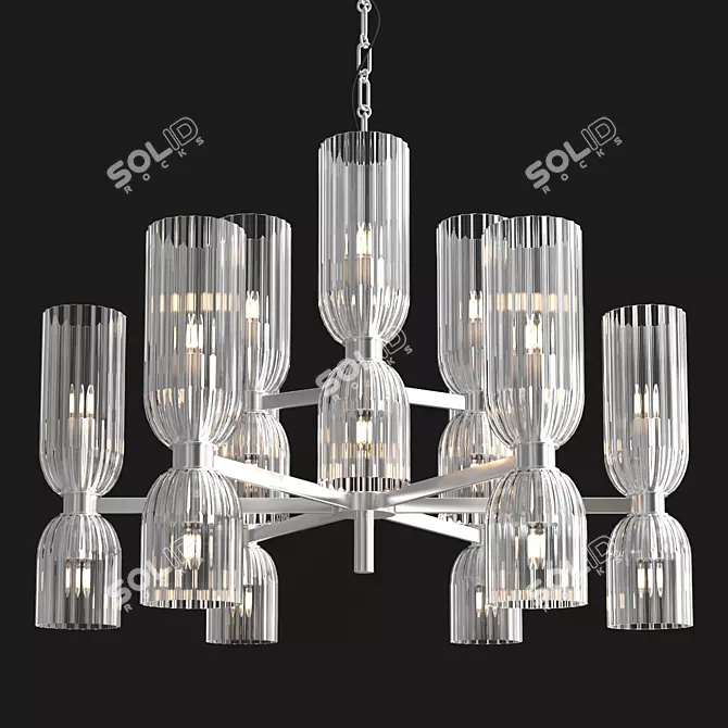 Elegant Two-Tier Chandelier 3D model image 3