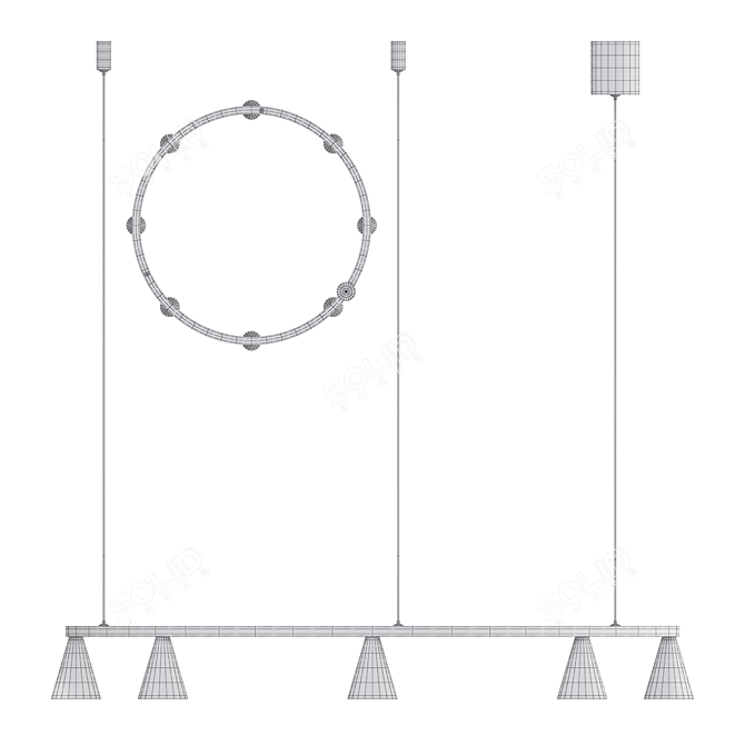 Farland Ring LED Chandelier Fixture 3D model image 5