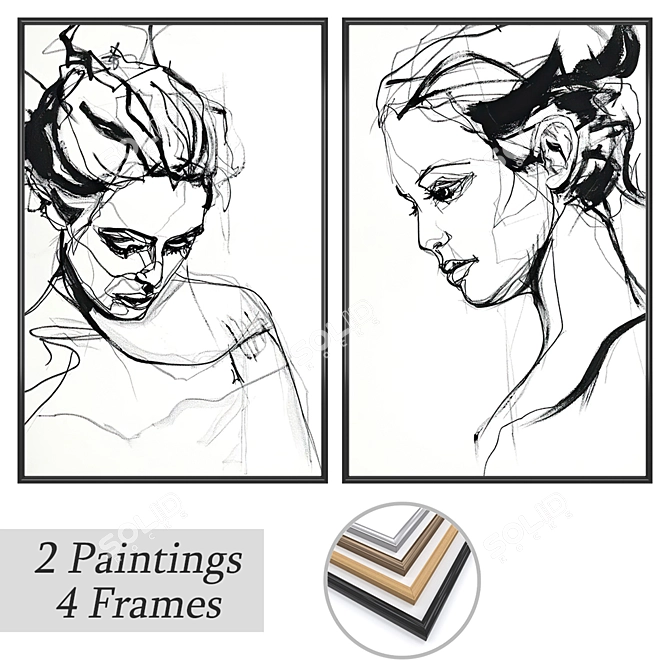 Artwork Set with Multiple Frames 3D model image 1