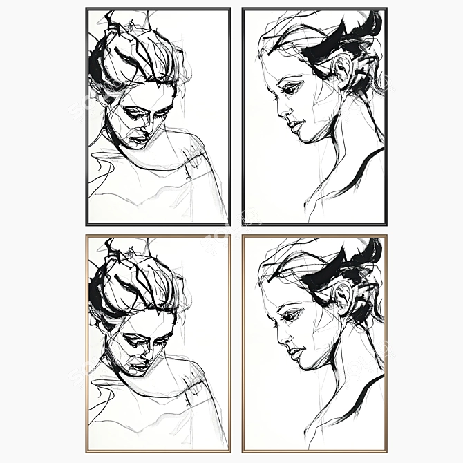 Artwork Set with Multiple Frames 3D model image 2