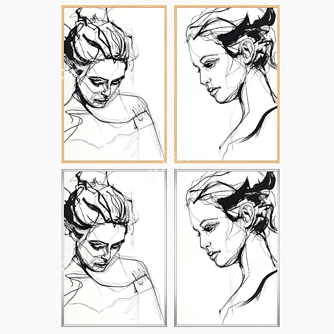 Artwork Set with Multiple Frames 3D model image 3