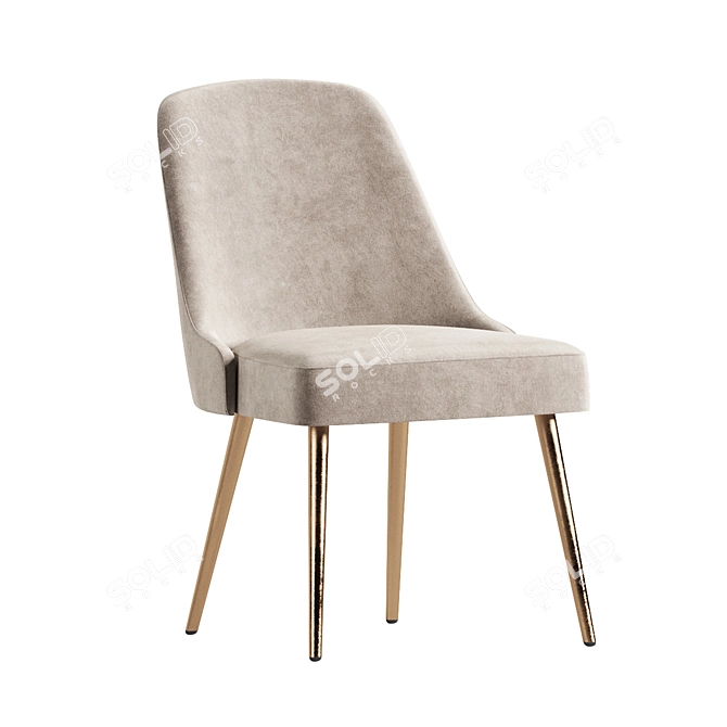 Mid-Century Velvet Dining Chair 3D model image 1