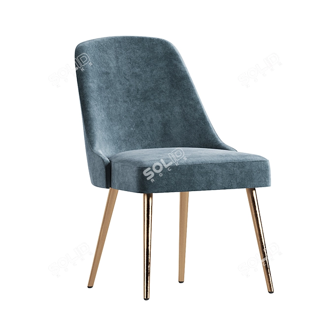 Mid-Century Velvet Dining Chair 3D model image 3