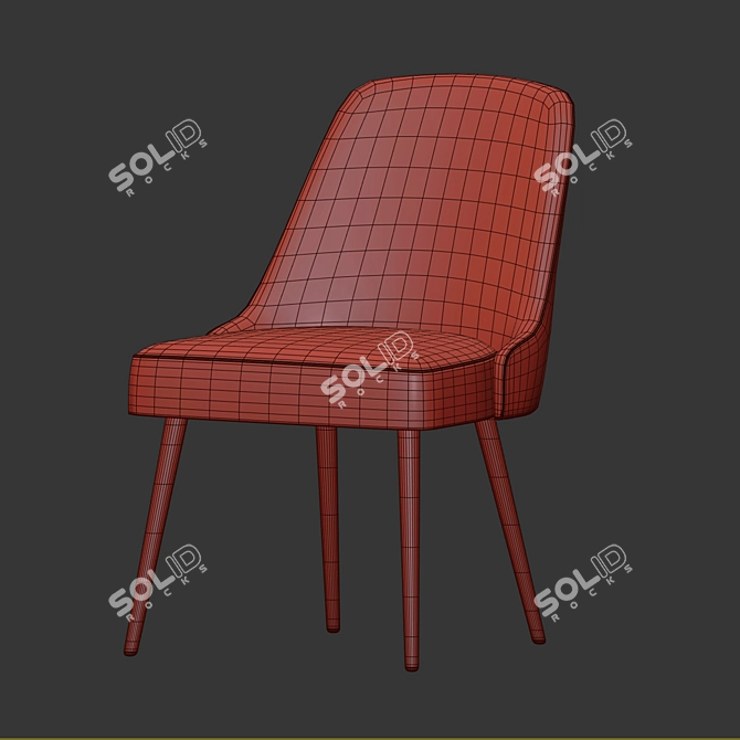 Mid-Century Velvet Dining Chair 3D model image 4
