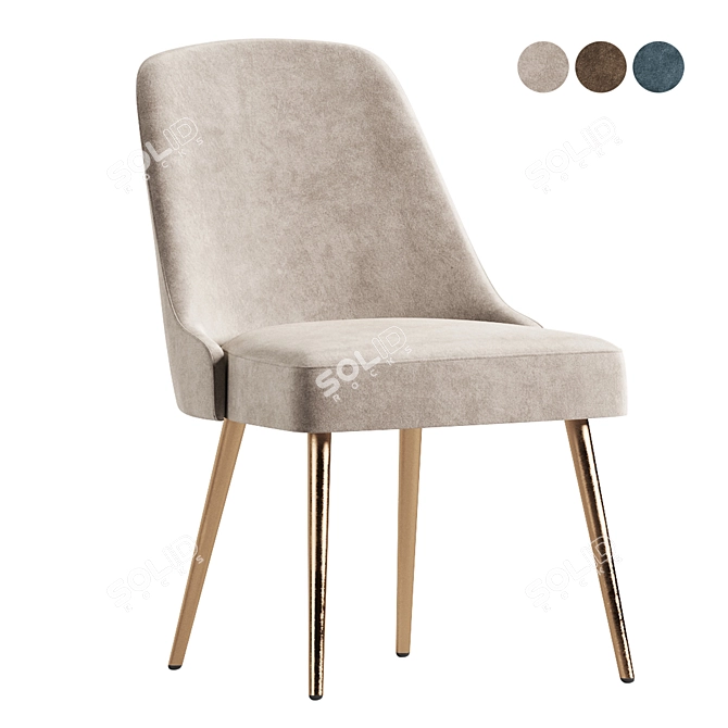 Mid-Century Velvet Dining Chair 3D model image 5