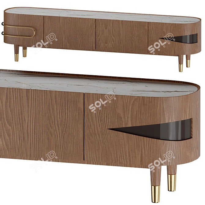 Contemporary Stone TV Stand 3D model image 1