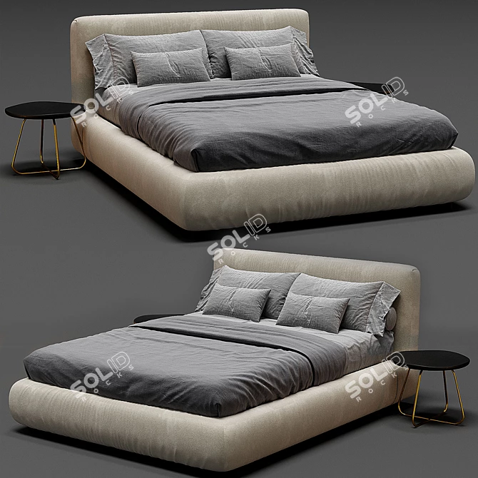 Luxurious Flou Merkurio Bed Frame 3D model image 1