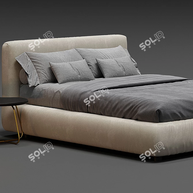 Luxurious Flou Merkurio Bed Frame 3D model image 2