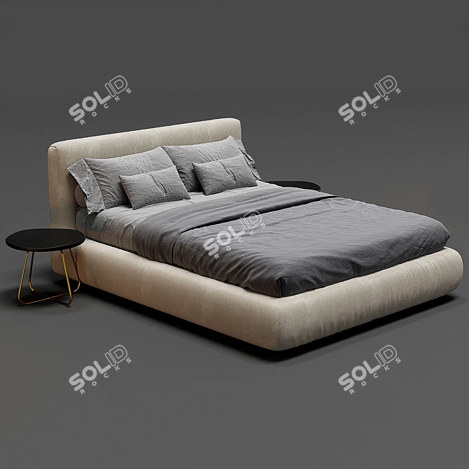 Luxurious Flou Merkurio Bed Frame 3D model image 3