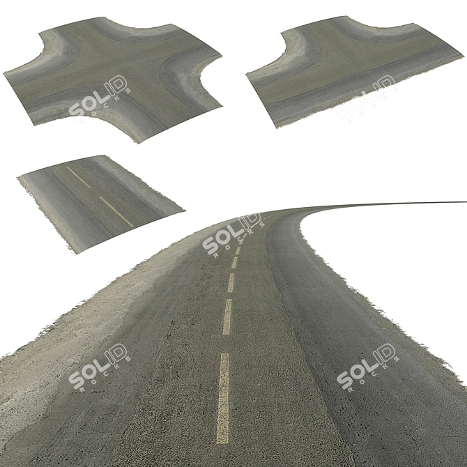 Seamless Two-Lane Road with Intersections 3D model image 9