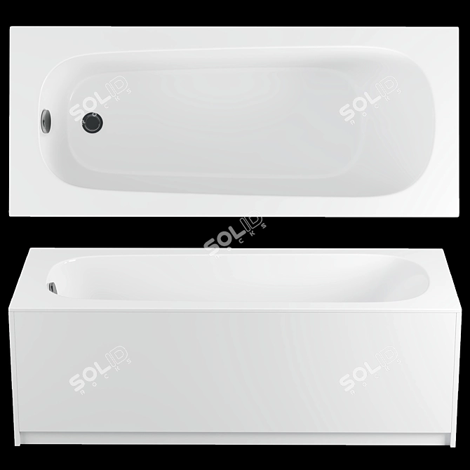 Roca Continental 170x70 Cast Iron Bathtub 3D model image 1