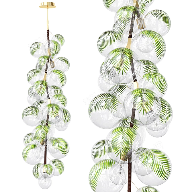 Hand-Painted Palm Bubble Chandelier. 3D model image 1