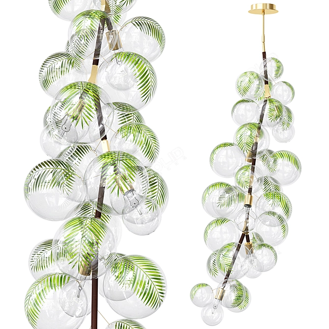Hand-Painted Palm Bubble Chandelier. 3D model image 2