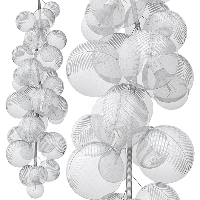Hand-Painted Palm Bubble Chandelier. 3D model image 4