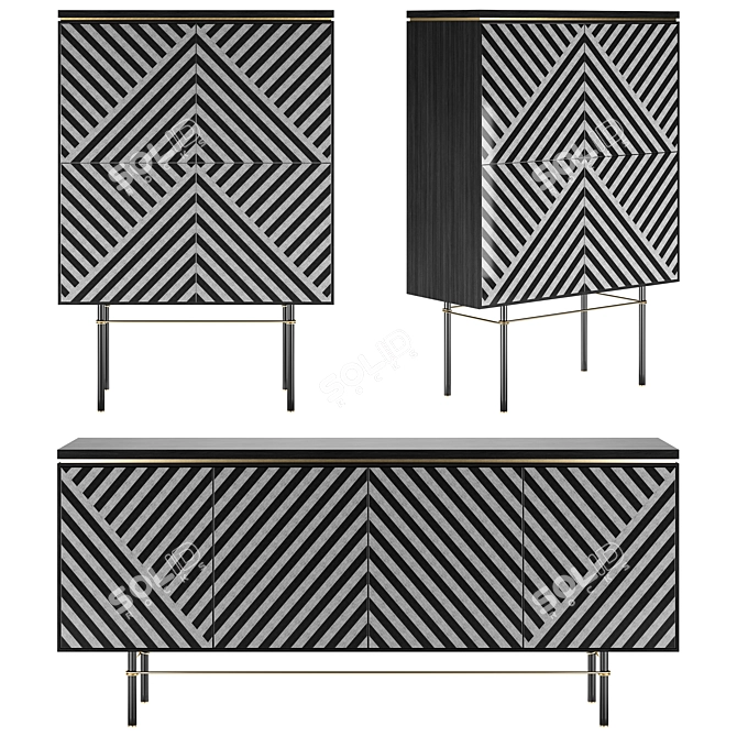 Zefiro Sideboard Highboard Modern Furniture 3D model image 1