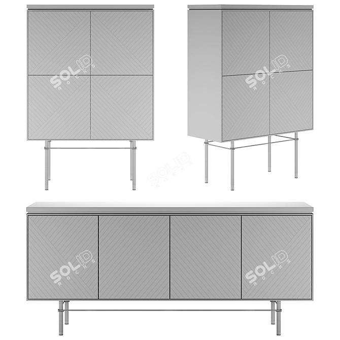 Zefiro Sideboard Highboard Modern Furniture 3D model image 2