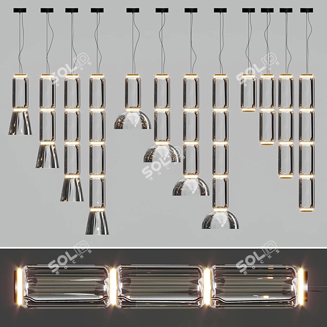 Elegant Noctambule Suspension Light 3D model image 4