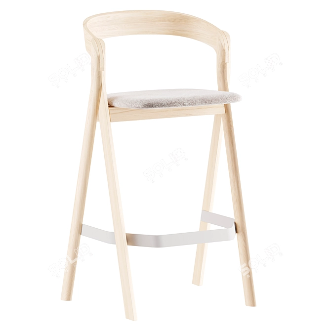 DIVERGE Wooden Bar Chair 3D model image 2