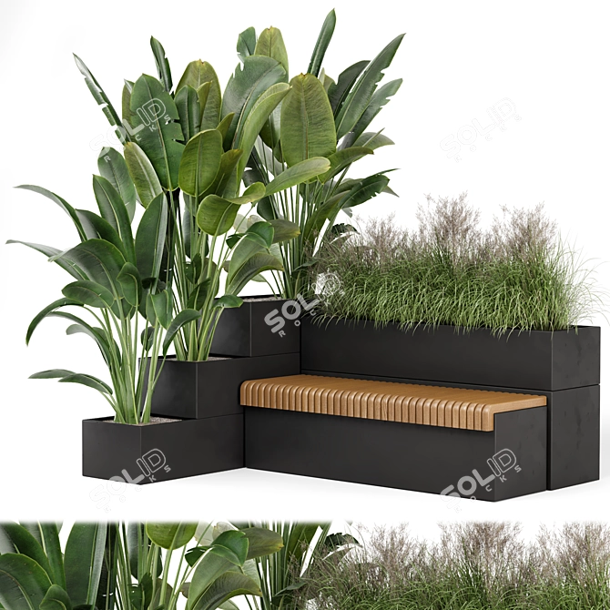 Concrete Pot Outdoor Plants Set 3D model image 1