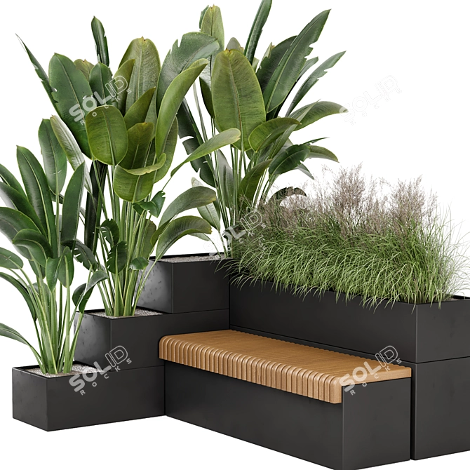 Concrete Pot Outdoor Plants Set 3D model image 2