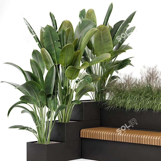 Concrete Pot Outdoor Plants Set 3D model image 3