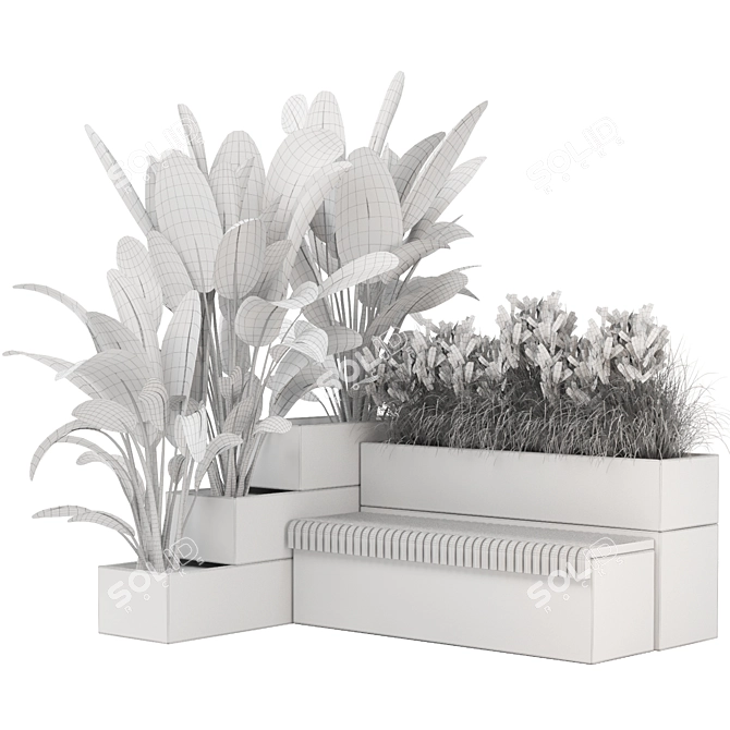 Concrete Pot Outdoor Plants Set 3D model image 7