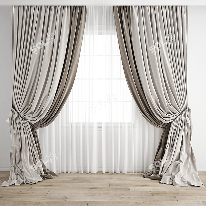 Premium Polygonal Curtain Model 3D model image 1