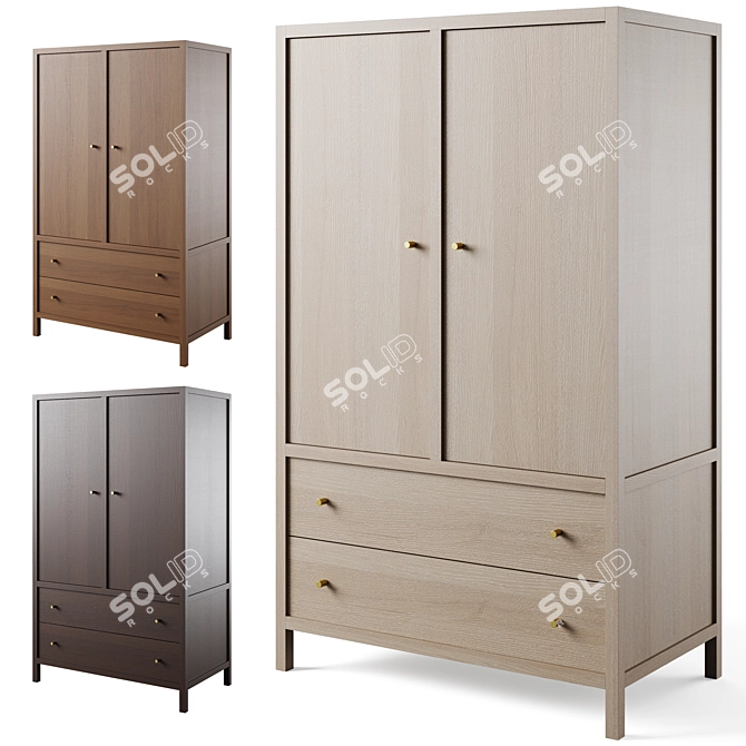 Keane Modern Wood Armoire 3D model image 1