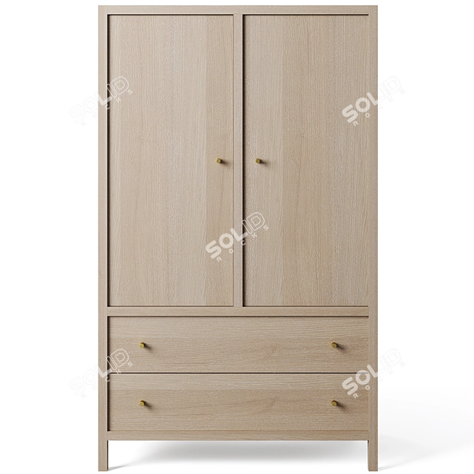 Keane Modern Wood Armoire 3D model image 2