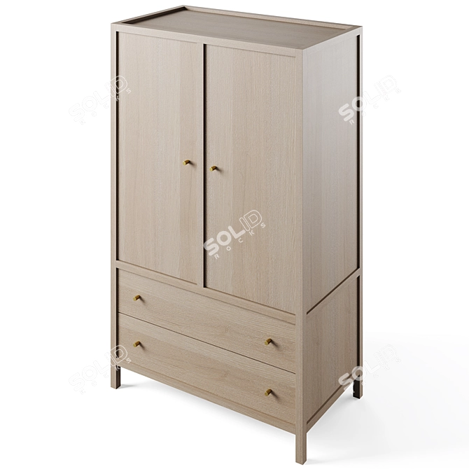 Keane Modern Wood Armoire 3D model image 3