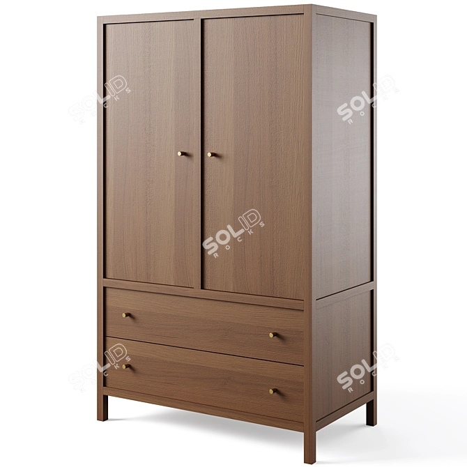 Keane Modern Wood Armoire 3D model image 5