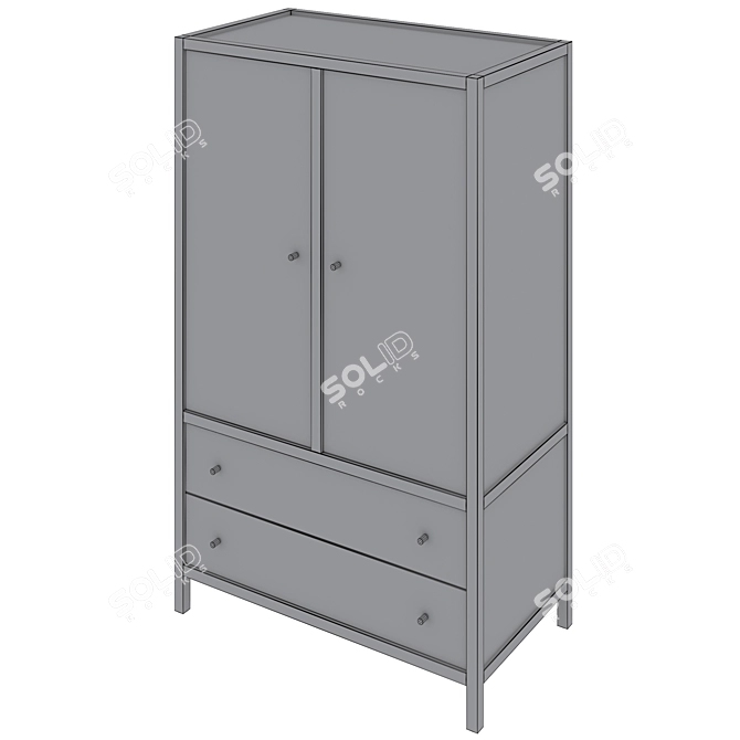 Keane Modern Wood Armoire 3D model image 6