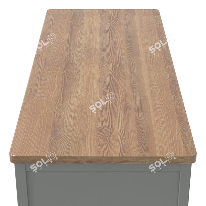 Vintage Inspired Wide 2-Door Wardrobe 3D model image 5