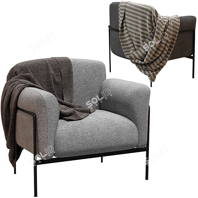 Velvet Alistair Armchair: Elegant Design 3D model image 2