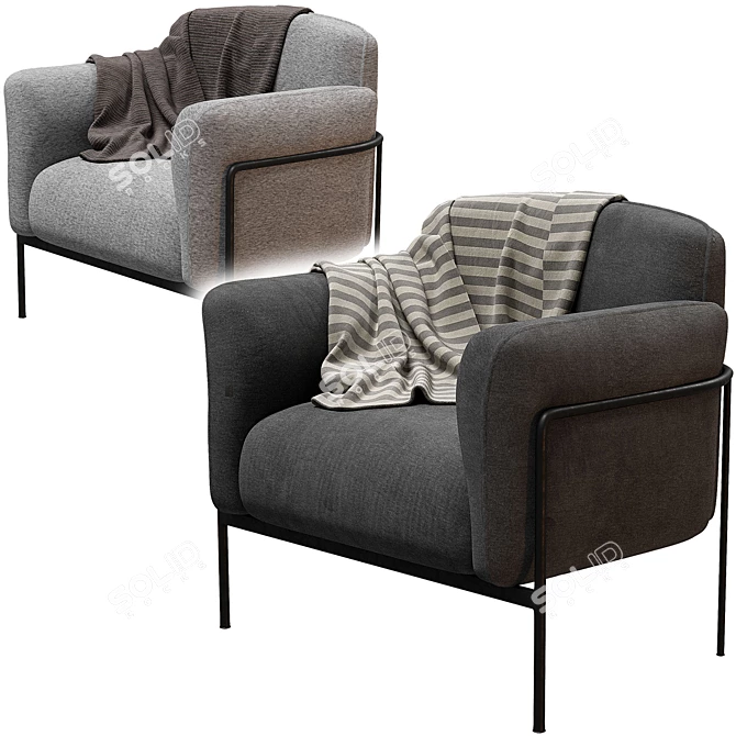 Velvet Alistair Armchair: Elegant Design 3D model image 3