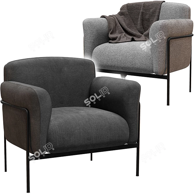 Velvet Alistair Armchair: Elegant Design 3D model image 4