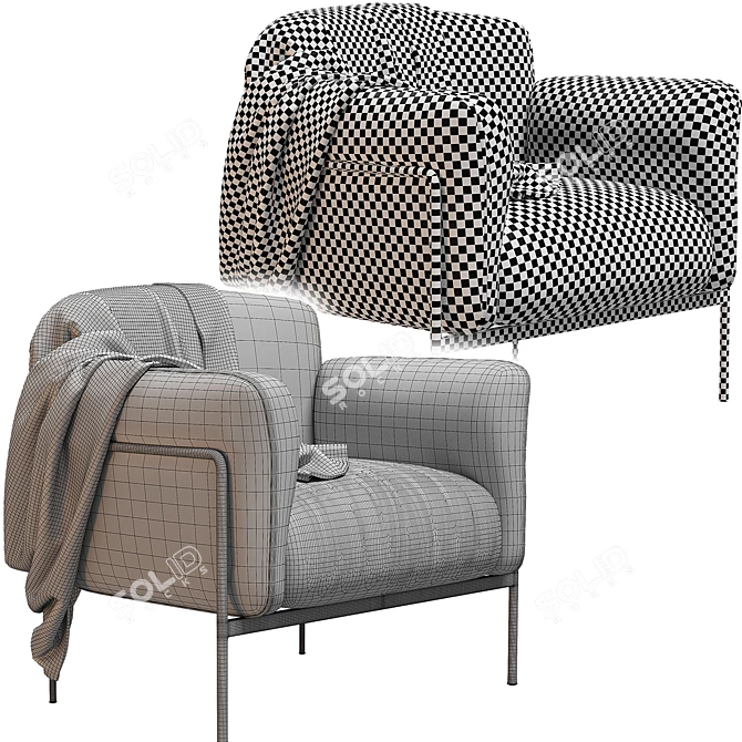 Velvet Alistair Armchair: Elegant Design 3D model image 5