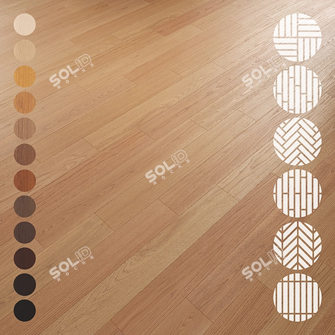 Oak Parquet Flooring Collection 3D model image 1