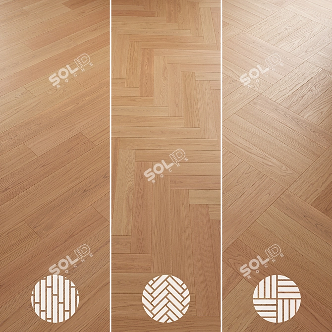 Oak Parquet Flooring Collection 3D model image 5